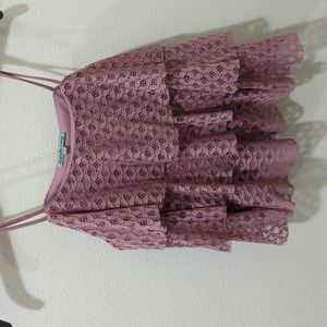 Pink lace ruffle top